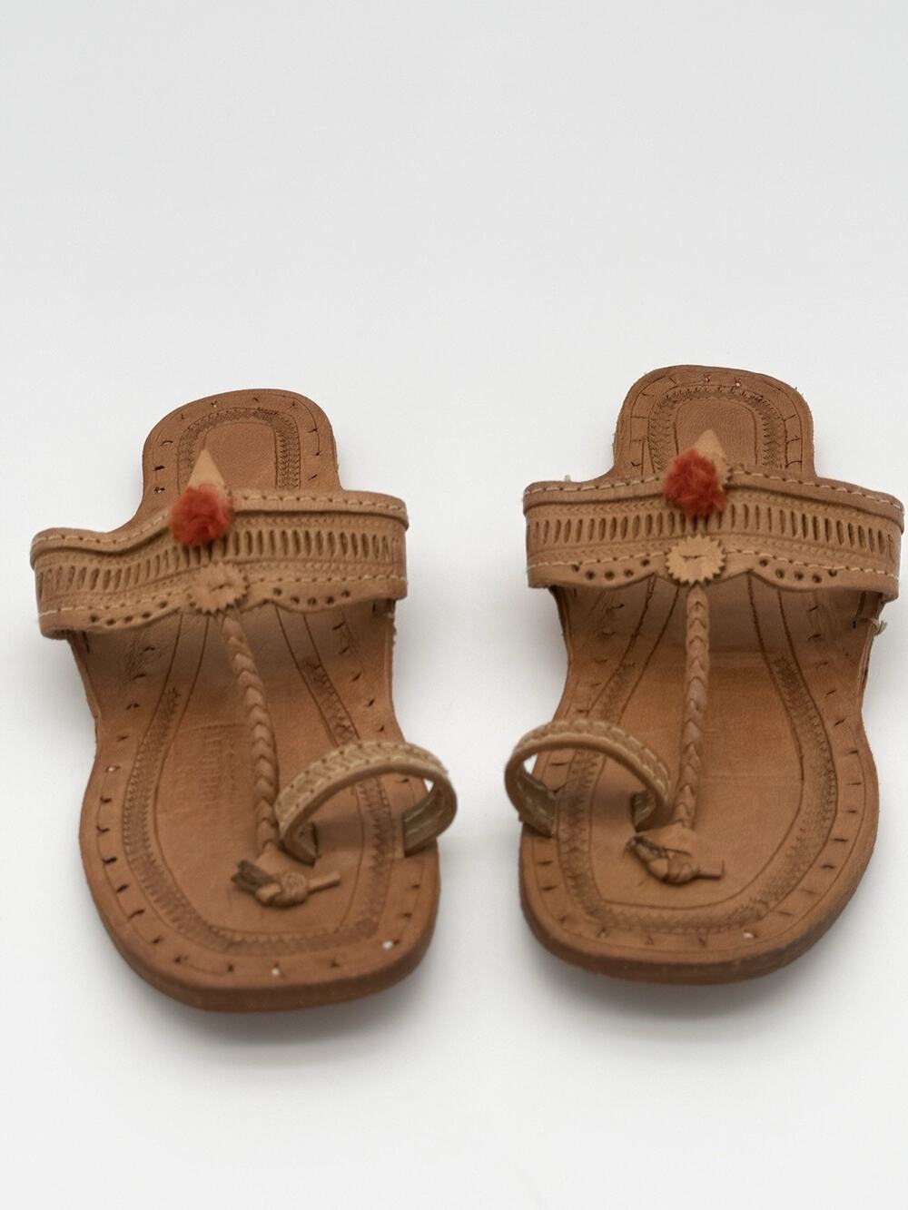 Handmade Leather Kolhapuri Sandals Women Ethnic Indian Flat Boho Slipper Sz 9